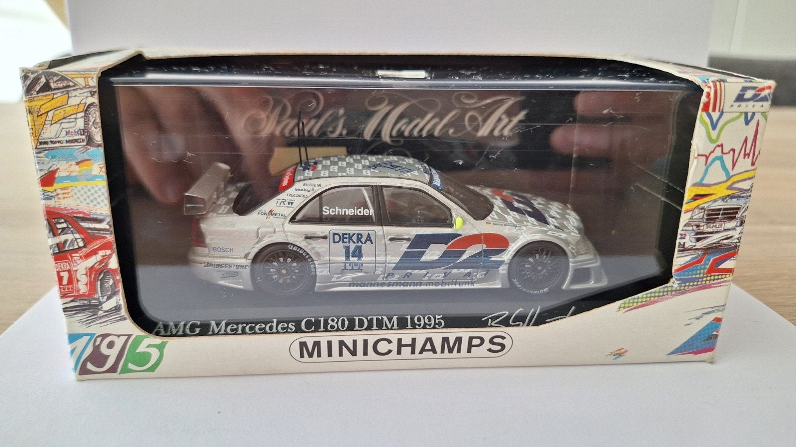 Minichamps 1:43 - DTM 1995 - AMG Mercedes C180, B. Schneider, Enlèvement ou Envoi, Comme neuf, Voiture, MiniChamps