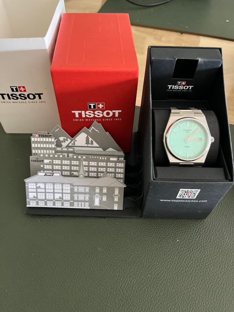Tissot Prx Tiffany Blue, Handtassen en Accessoires, Horloges | Heren, Overige merken, Staal, Staal, Polshorloge