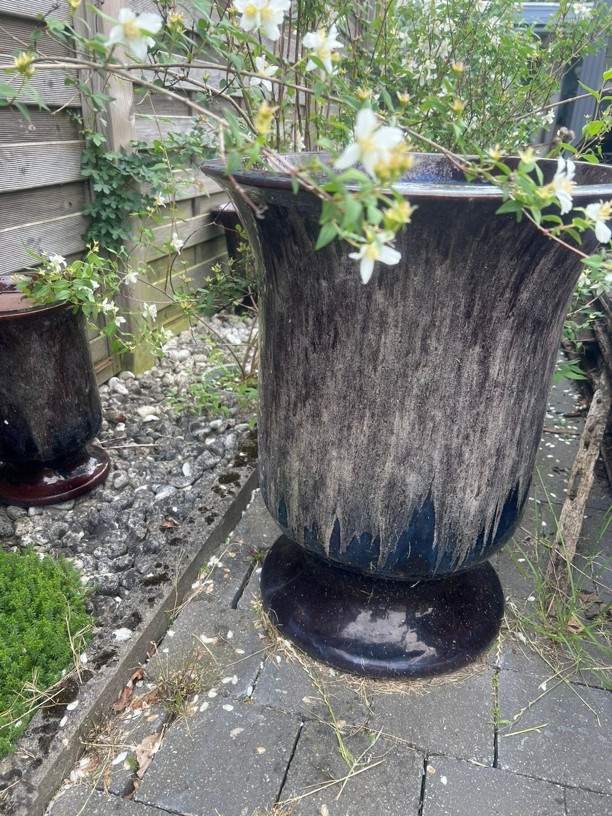 Tuinvaas van vorstbestendig geglazuurd aardewerk, Tuin en Terras, Ophalen, Zo goed als nieuw