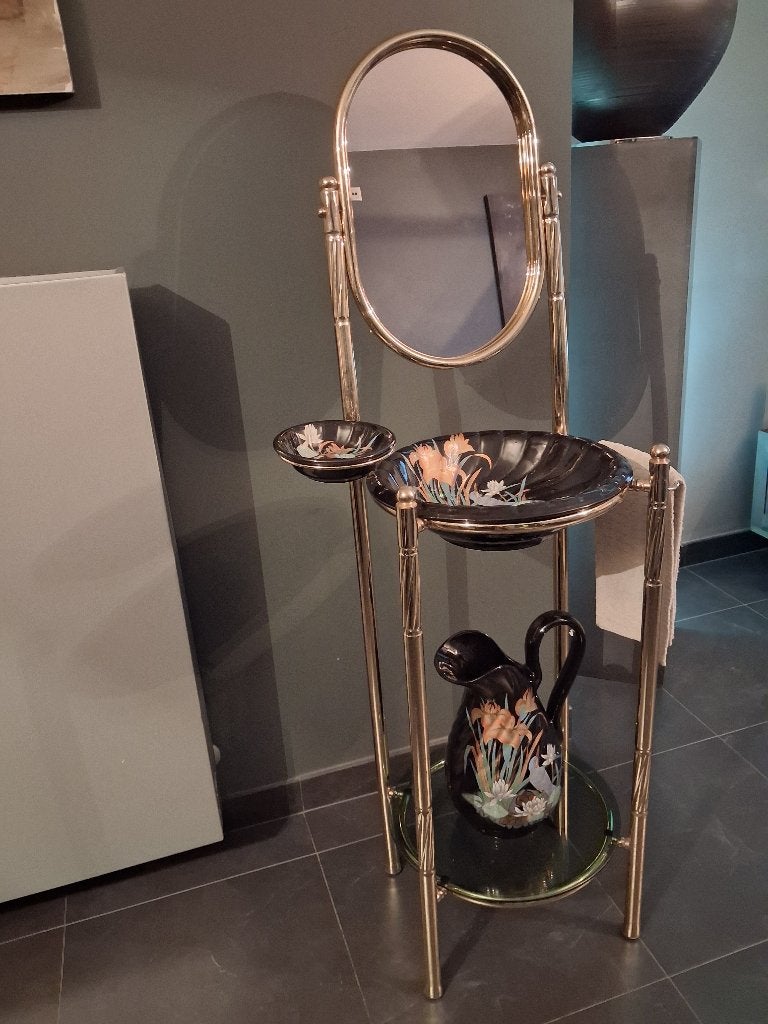 Vintage retro , set lavabo met spiegel merk ,decor exclusiv, Enlèvement, Comme neuf