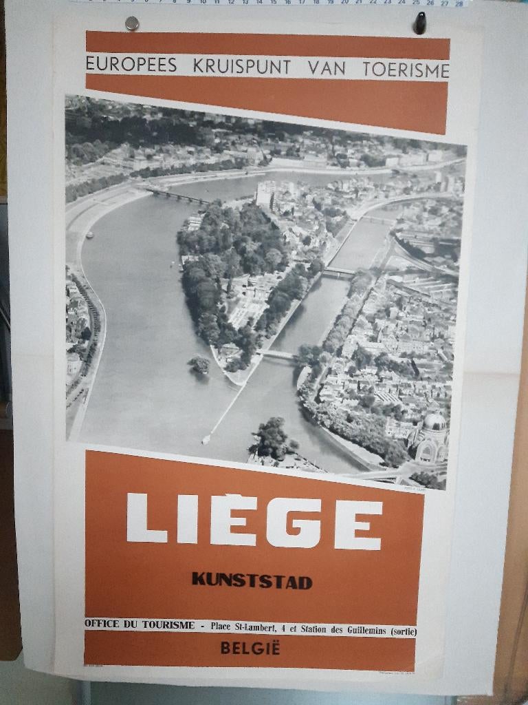 Originele affiches Luik / Liège  in alle talen  !, Rectangulaire vertical, A1 jusqu'à A3, Utilisé, Publicité