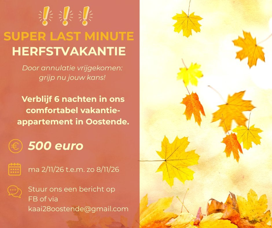 Korting herfstvakantie Vakantieappartement centrum Oostende, Appartement, Aan zee