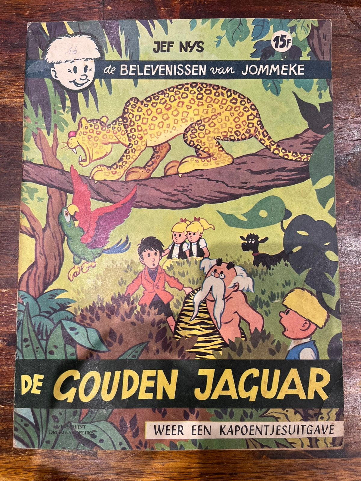 Jommeke 16 - De Gouden Jaguar - EERSTE DRUK (1964), Boeken, Stripverhalen, Eén stripboek, Ophalen, Gelezen