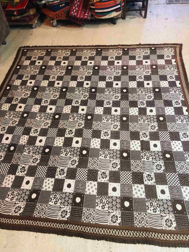 Grote bruine grand foulard met bloemen 270/255 cm, Ophalen of Verzenden, Gebruikt
