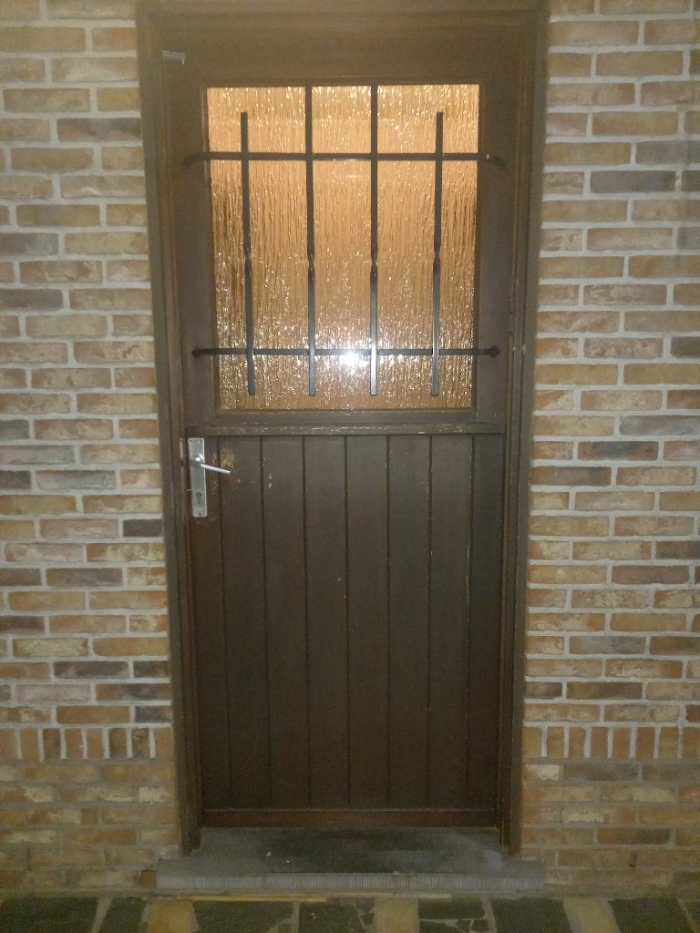 Houten buitendeur in Merbau, Doe-het-zelf en Bouw, Gebruikt, 80 tot 100 cm, Ophalen of Verzenden, Buitendeur