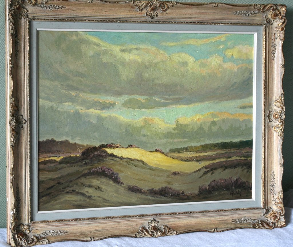 Marcel Vaes Heidelandschap - Olie op paneel Gesigneerd, Antiquités & Art, Enlèvement ou Envoi, Peinture à l'huile, Paysage, Signé
