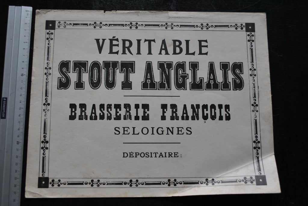 AFFICHE VERITABLE STOUT ANGLAIS BRASSERIE FRANCOIS SELOIGNES, Collections, Enlèvement ou Envoi, Utilisé, Autres types