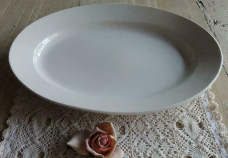 Brocante licht creme ovale schaal, Huis en Inrichting, Keuken | Servies, Gebruikt, -, -, Ophalen of Verzenden