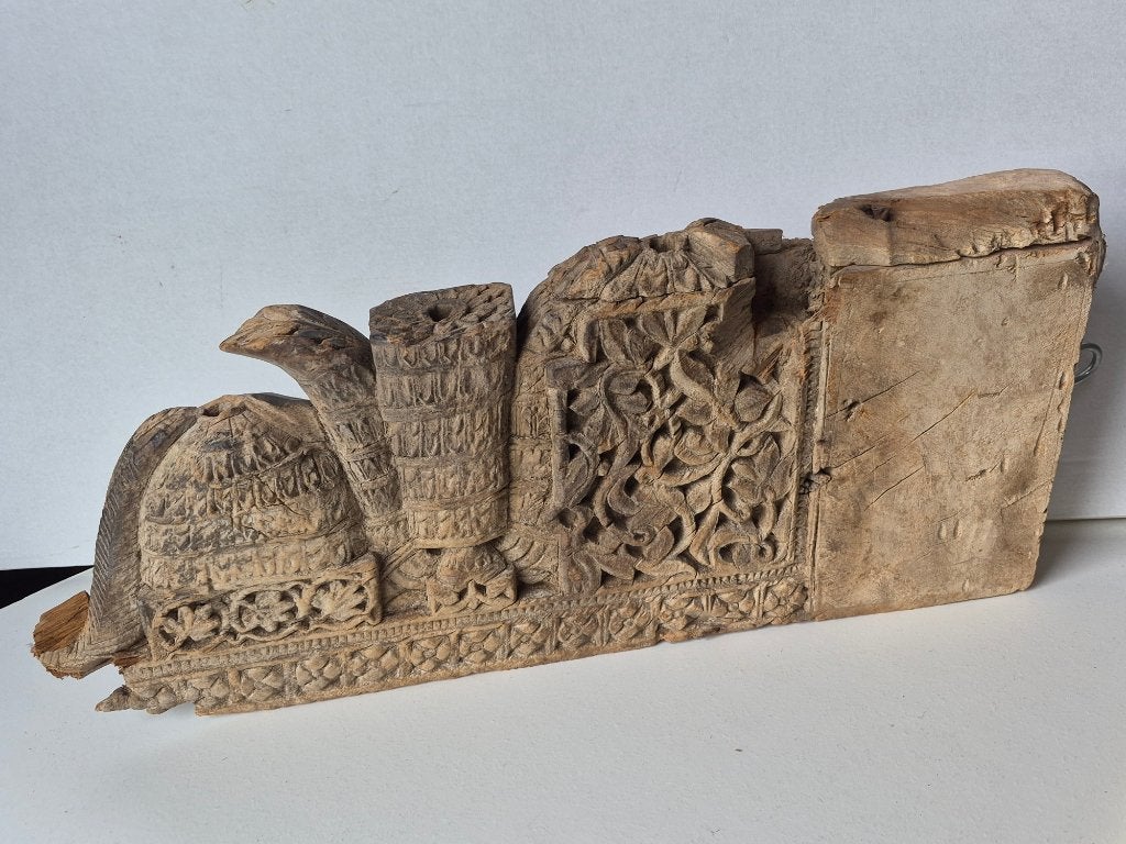 Prachtig wabi-sabi houten ornament - India, Houtsnijwerk, Ophalen of Verzenden, 20 - 50 cm, Flora