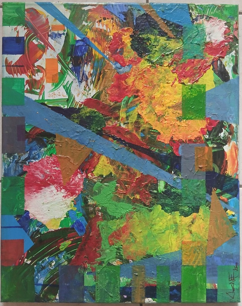 Abstract acrylverf, Ophalen of Verzenden