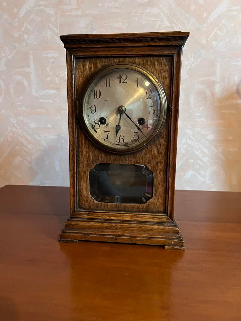 Pendule ancienne en bois – mécanique à clé – années 1920, Antiek en Kunst, Antiek | Klokken, Ophalen