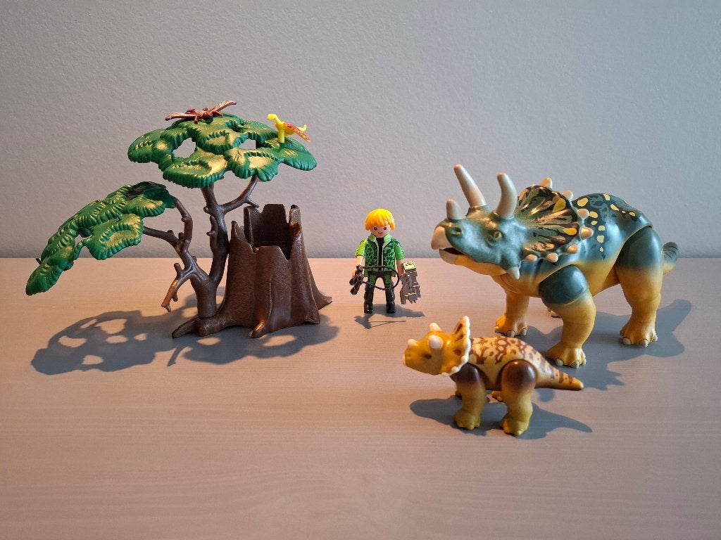 Playmobil dino's - Triceratops met jong/onderzoeker - 5234, Gebruikt, Complete set, Overige typen, Ophalen of Verzenden