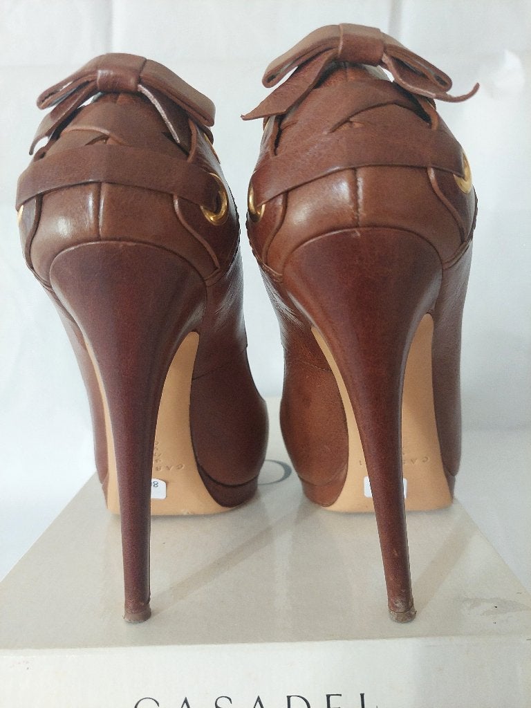 800C* Casadei - sexy shoes brun clair cuir high heels (38), Escarpins, Brun, Porté, Casadei