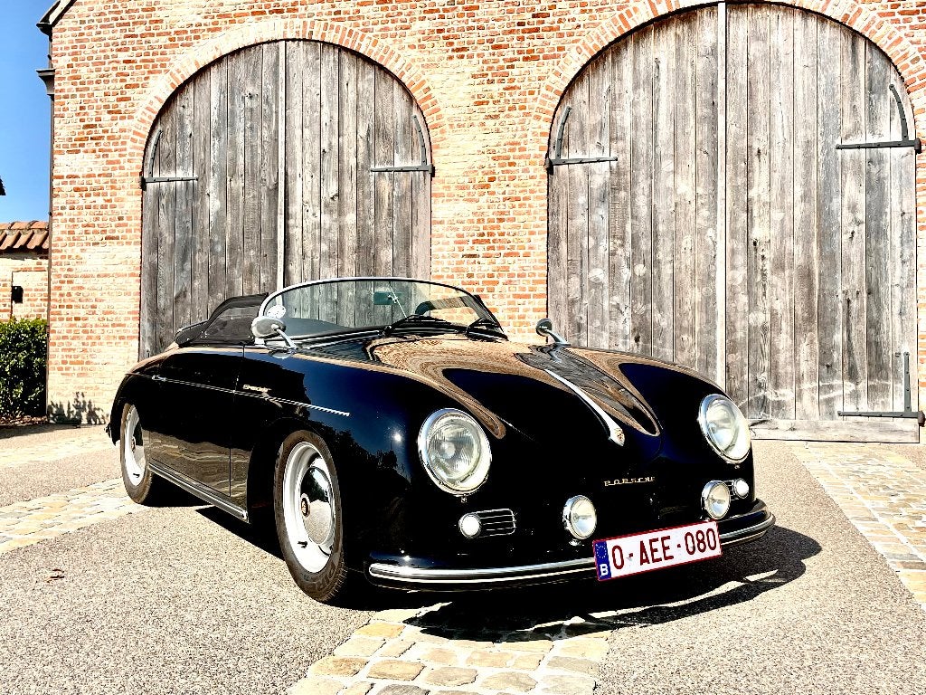Mooie Porsche 356 replica, Auto's, Zwart, Cabriolet, Zwart, Leder