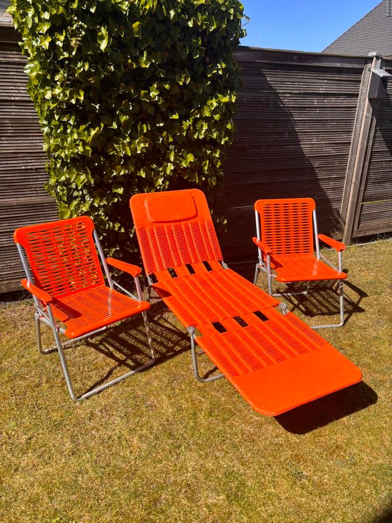 Vintage Kurz lig-en klapstoelen, Tuin en Terras, Ligbedden, Gebruikt, Kunststof, Ophalen
