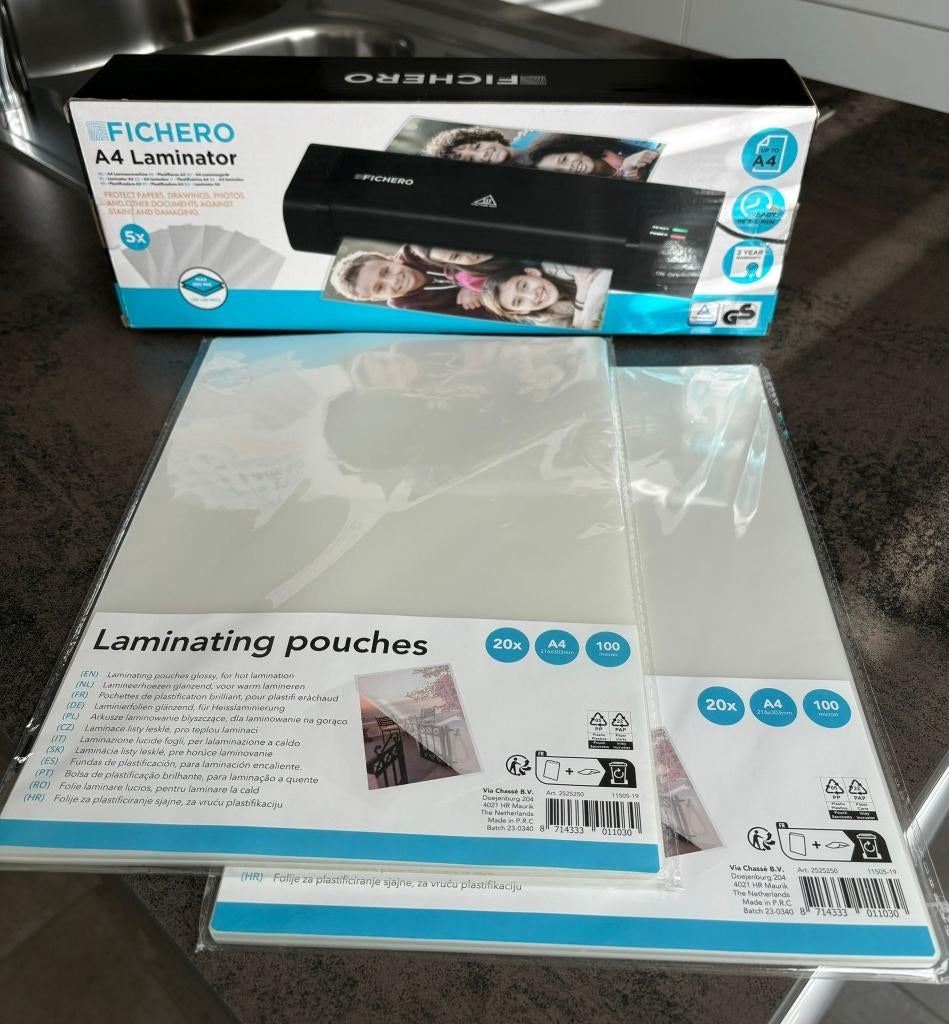 Laminator + lamineerhoezen te koop, Ophalen, Nieuw
