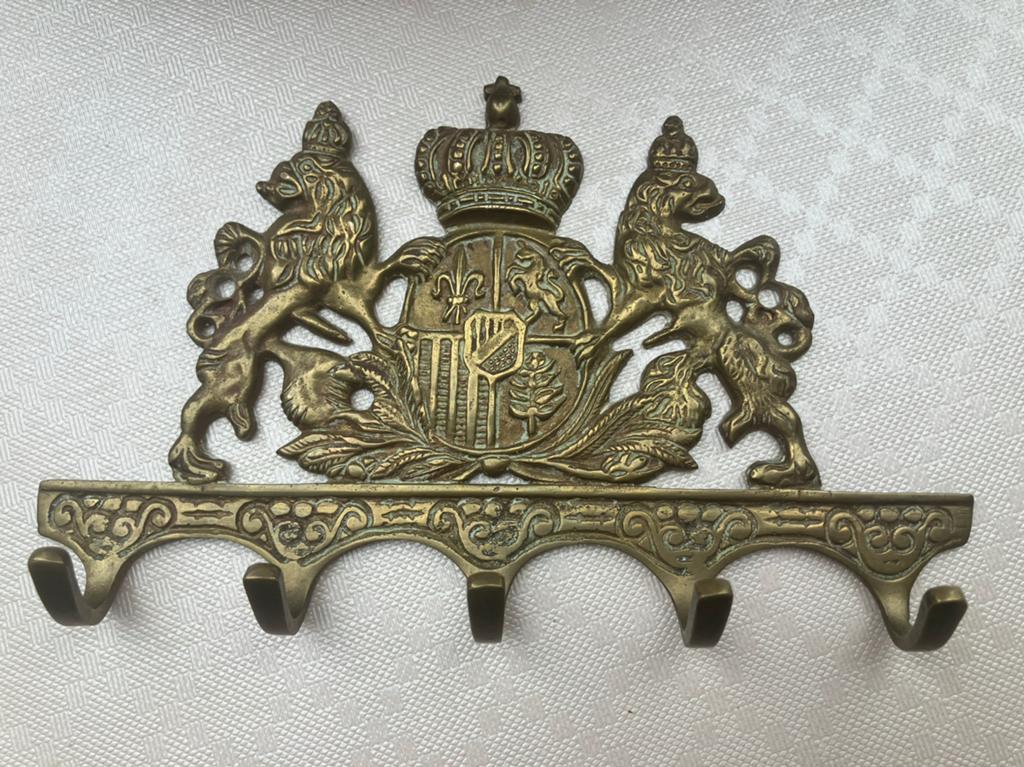 Messing Sleutelrek / Kapstok – Heraldisch Leeuwenwapen, Antiek en Kunst, Curiosa en Brocante, Ophalen of Verzenden