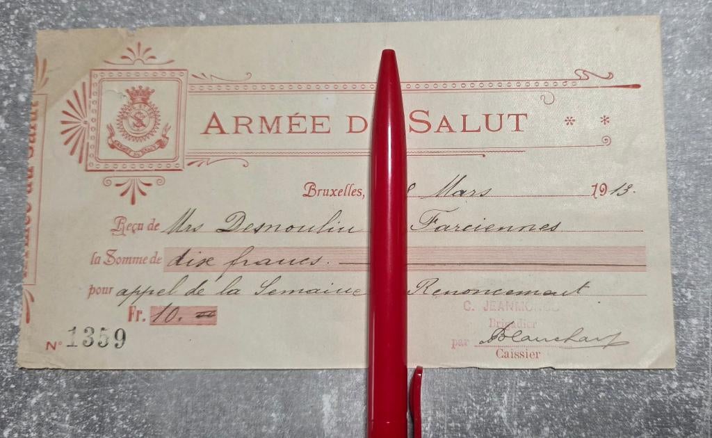 1913+Militaria+Armée du salut+Farciennes+Fonderie Demoulin, Enlèvement, Autres, Objet d'art