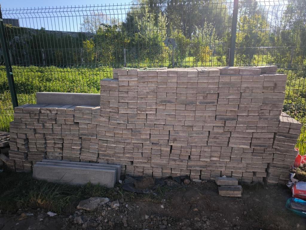 Klinckers gris à nettoyer +-50m², Jardin & Terrasse, Enlèvement, Utilisé, Béton, 10 m²² ou plus