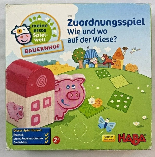 HABA Ordeningsspel Wie en waar op de wei mijn eerste spellen, Kinderen en Baby's, Verzenden, Zo goed als nieuw
