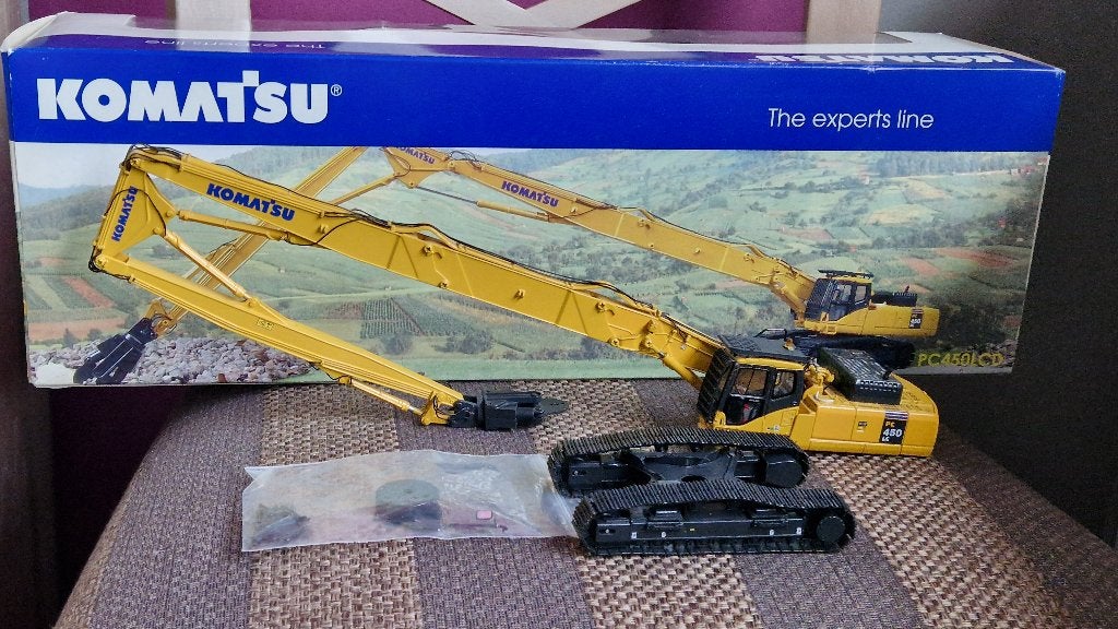 Komatsu Miniature 1:50 PC450LCD zeldzame sloopkraan, Ophalen of Verzenden, Gebruikt, Hijskraan, Tractor of Landbouw, Overige merken