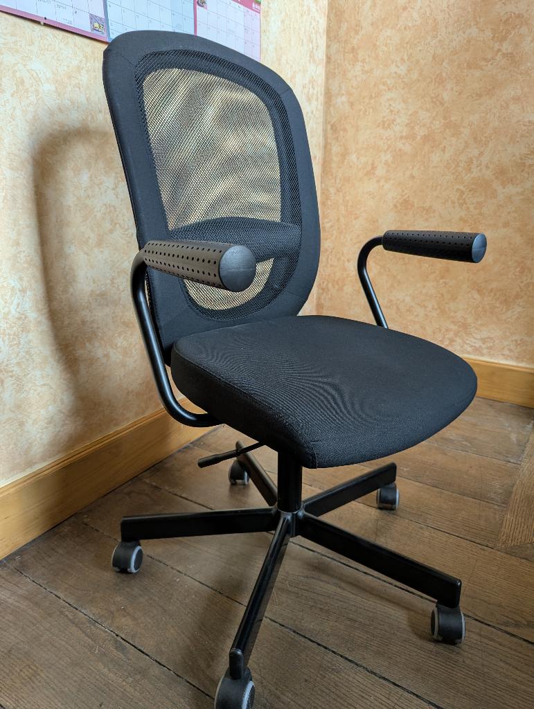 Chaise de bureau sur roulettes, Enlèvement, Utilisé, Noir, Chaise de bureau