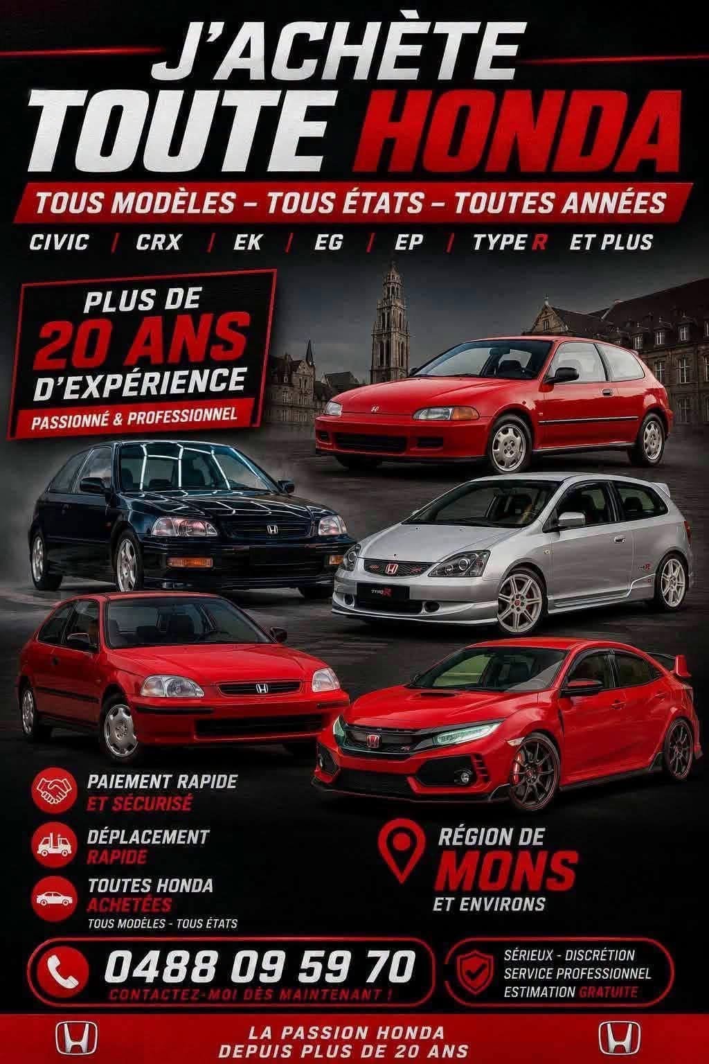 Rachete toute honda civic crx accord prelude et autre, Achat, Autre, Particulier, Essence