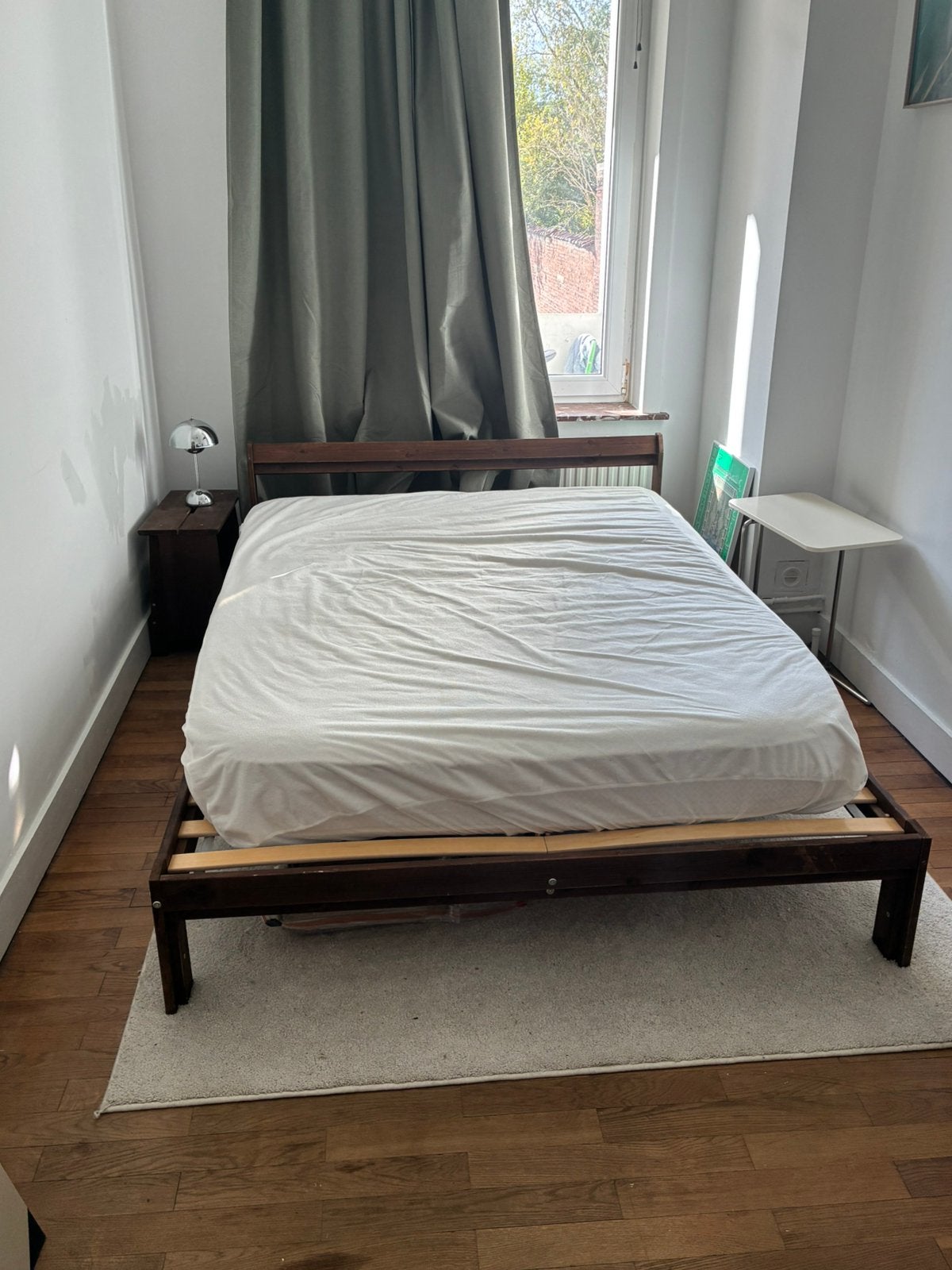 IKEA bed 140 + boxsprings, Ophalen, Gebruikt, Bruin, Tweepersoons