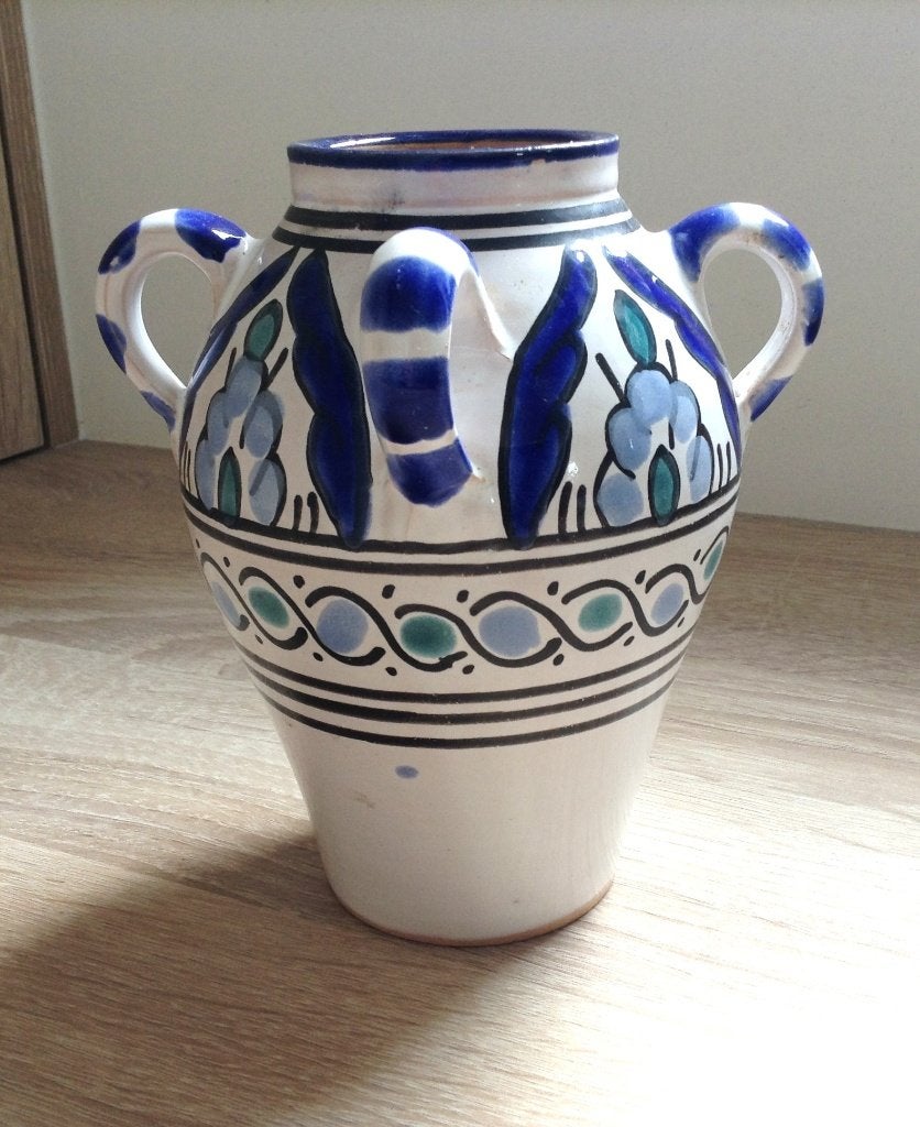 Grieks vaasje, Huis en Inrichting, Woonaccessoires | Vazen, Wit, Zo goed als nieuw, Steen/keramiek, 15 cm