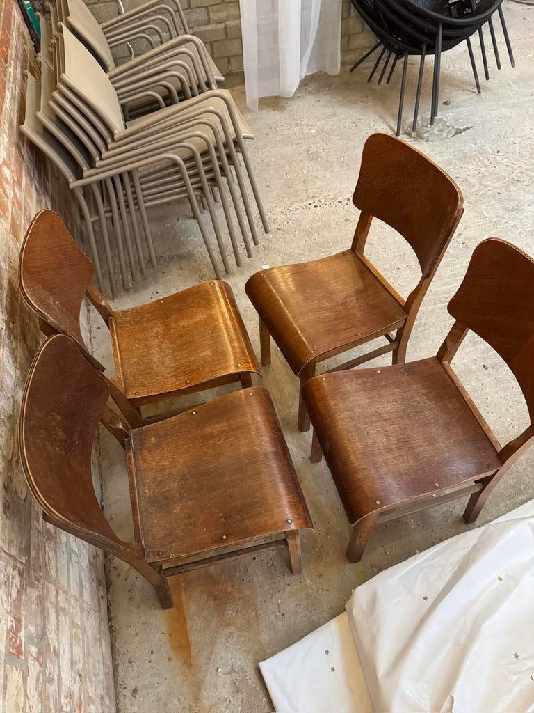Vintage houten caféstoelen, Huis en Inrichting, Stoelen, Gebruikt, Vijf, Zes of meer stoelen, Hout, Bruin, Ophalen