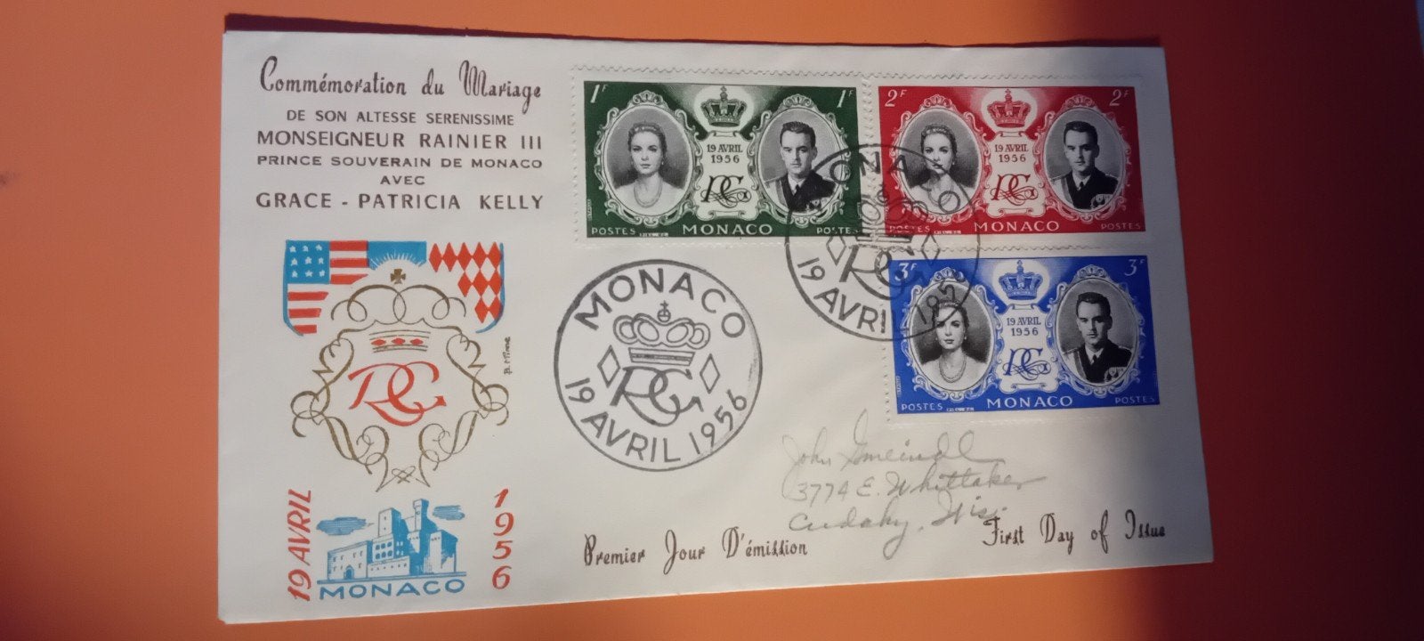 FDC Monaco Huwelijk Rainier lll & Grace Kelly (bieden), Postzegels en Munten, Ophalen