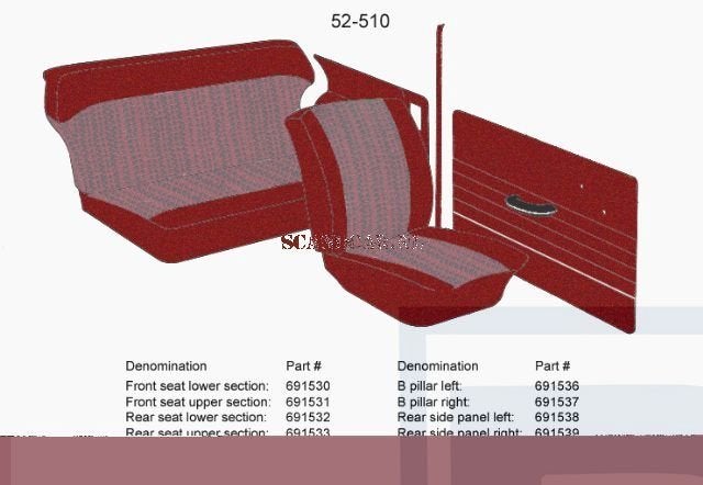 Volvo Bekleding PV544 zijpaneel rood zie set 691538 Volvo on, Enlèvement ou Envoi, Neuf, Volvo