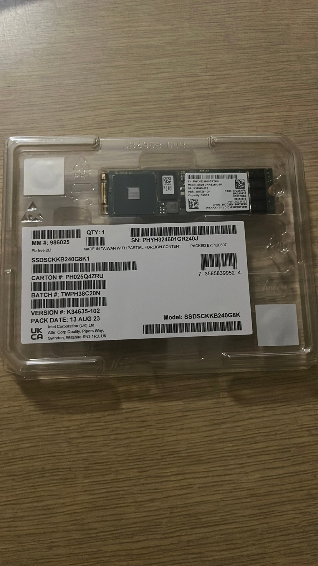 SSD Intel 240 Go M.2 SATA – Neuf sous emballage, Informatique & Logiciels, Neuf, 240 go, Interne, Enlèvement