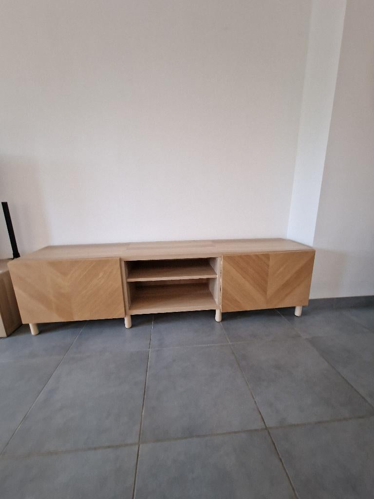 IKEA BESTÅ TV-meubel 180 cm – wit eikeneffect, Ophalen, 150 tot 200 cm, Zo goed als nieuw, Minder dan 100 cm