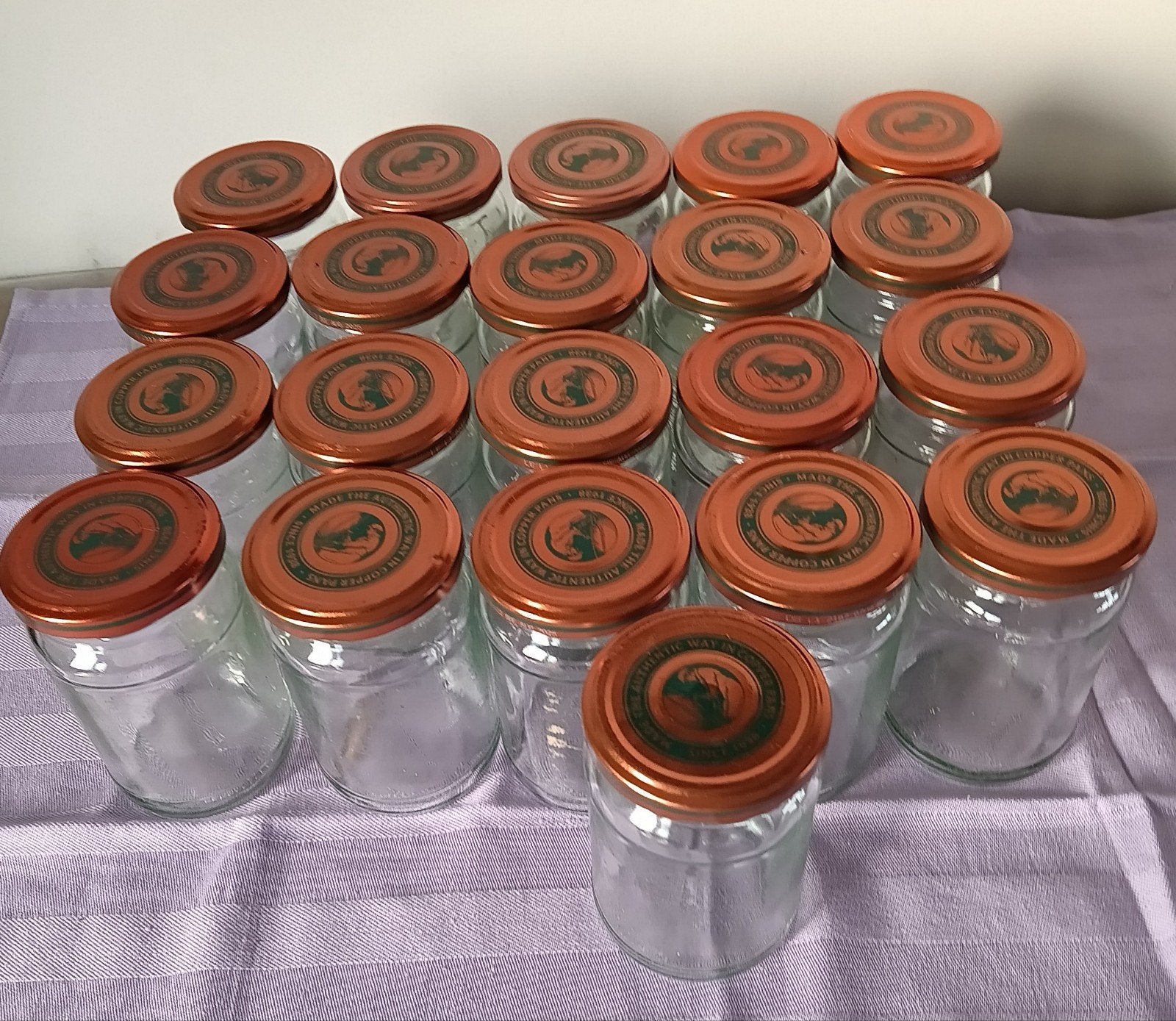 21 Jampotten/ Confituurpotjes 380ml Met Kopperen Kleur Dekse, Ophalen