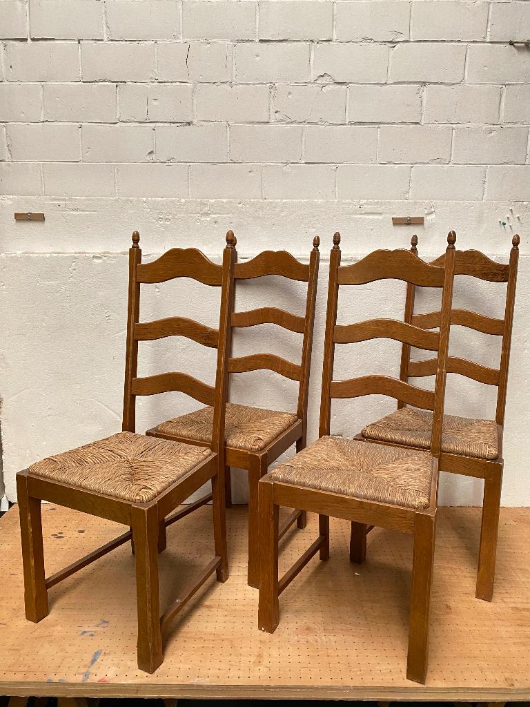 Eikenhouten stoelen van stro, rustieke stijl, Ophalen