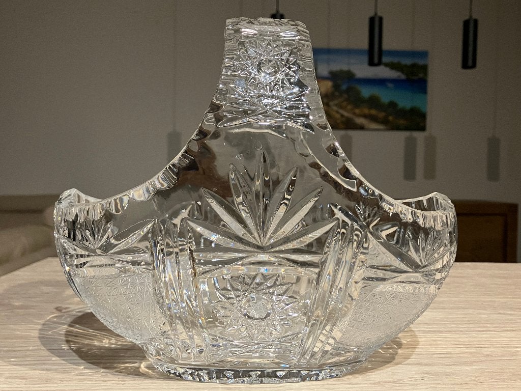 Grand panier à fruits en cristal haute qualité avec bras, Enlèvement ou Envoi