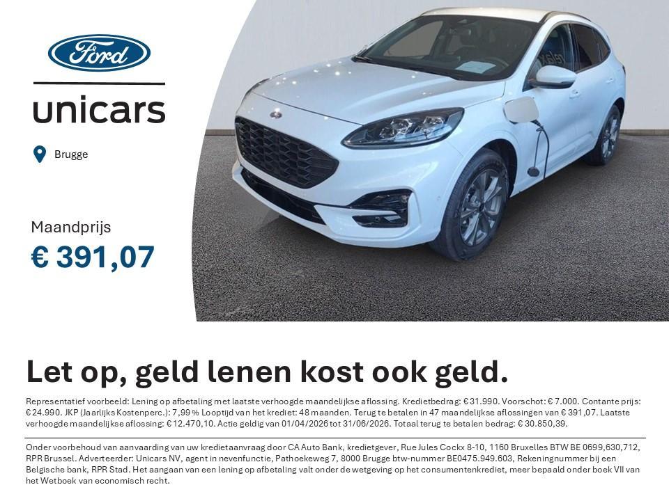 Ford Kuga ST LINE X - 2.5 PHEV 225PK - DAGINSCHRIJVING, Auto's, Ford, Zwart, Wit, Plug-in hybride, Bedrijf