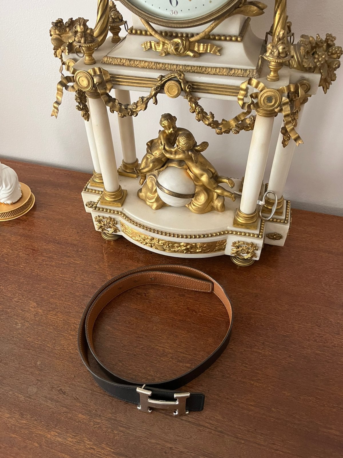 Ceinture Hermès Homme En Cuir Réversible (Noir / Cognac), Cuir véritable, 95 à 105 cm, Enlèvement, Porté
