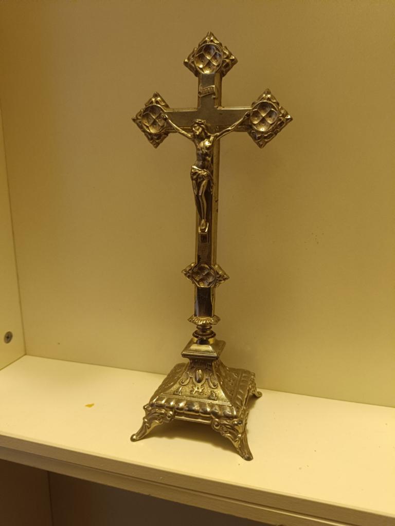 Crucifix ancien en zinc /plomb, Antiquités & Art, Enlèvement ou Envoi