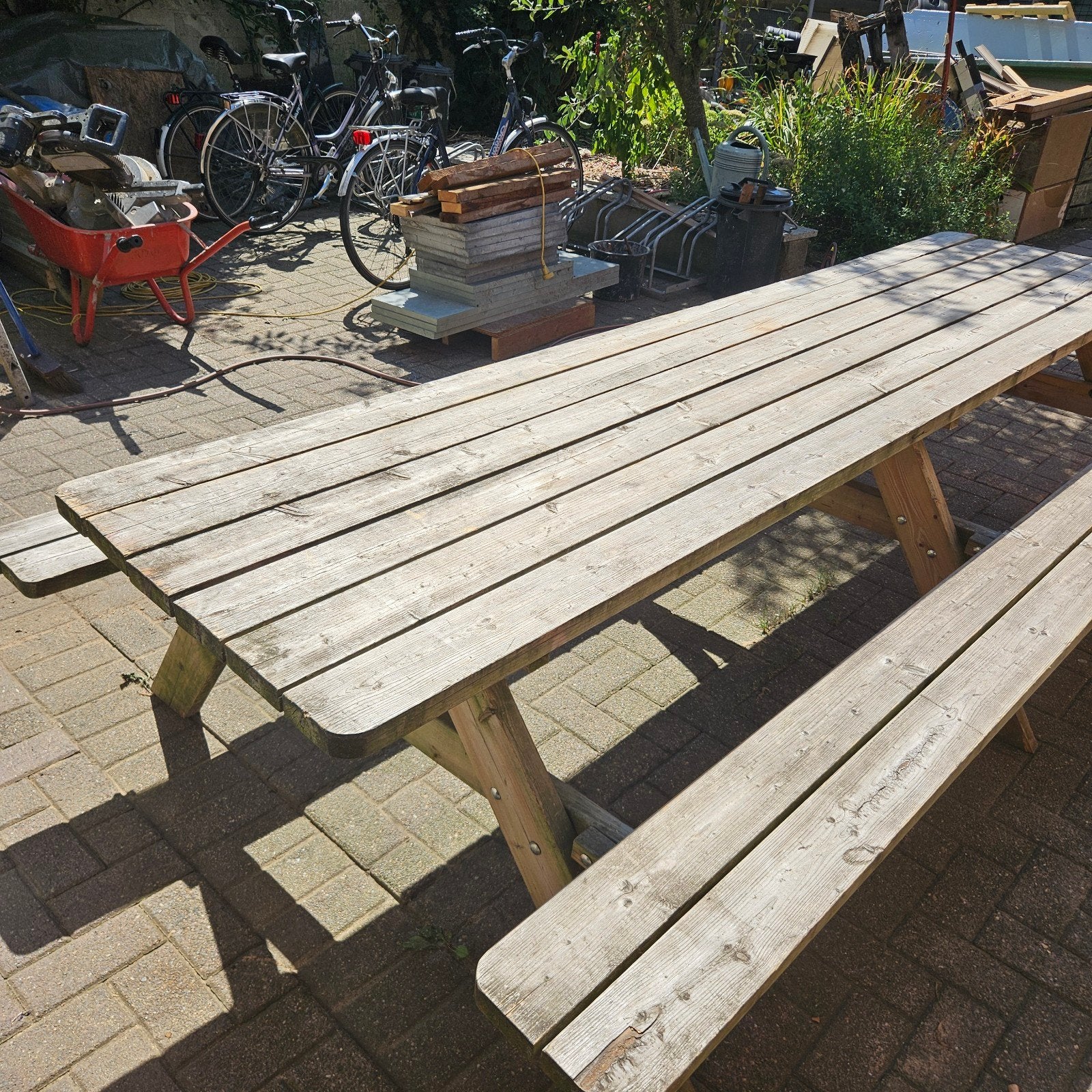 picknicktafel 300 cm lang, Tuin en Terras, Picknicktafels, Ophalen, Hout