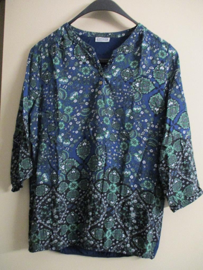 Blauwe blouse met bloemen motief Street One mt 40, Maat 38/40 (M), Blauw, Street One, Ophalen of Verzenden