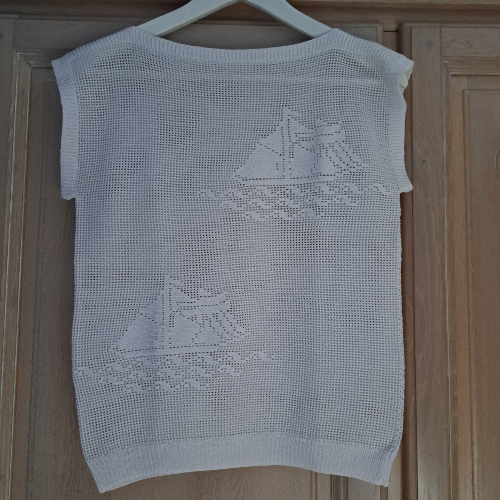 Prachtige vintage handgemaakte gehaakte top.Nieuwstaat, Kleding | Dames, Topjes, Nieuw, Maat 36 (S), Wit, Ophalen of Verzenden
