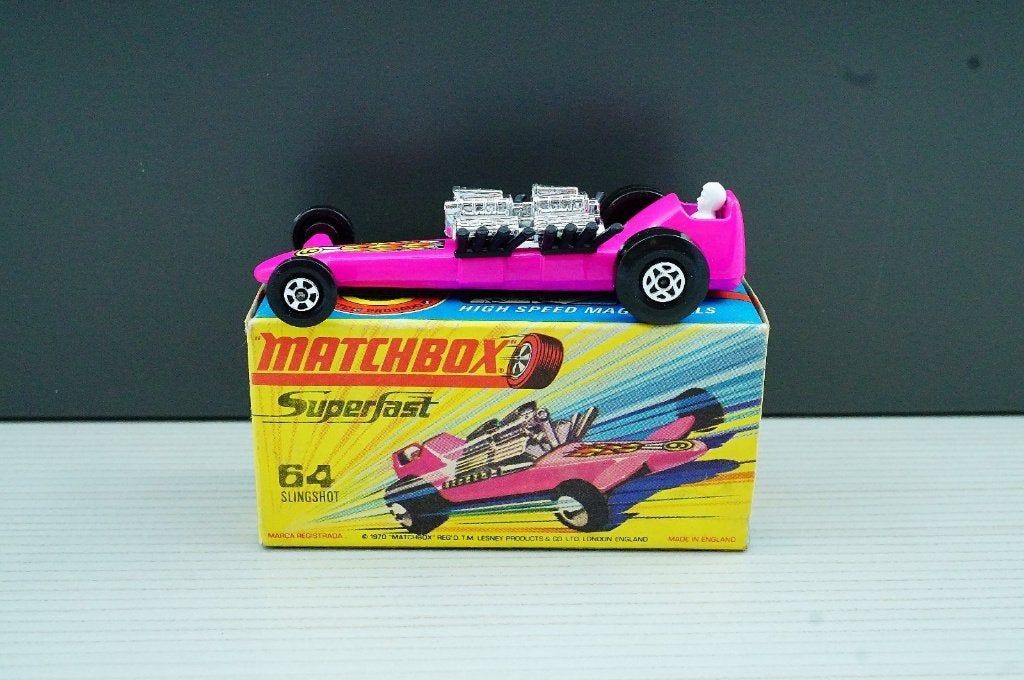 Matchbox 1-75 64b Slingshot Dragster R/Zw "H" Box, Enlèvement ou Envoi, Comme neuf, Voiture