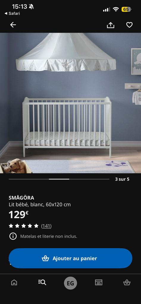 Lit bebe ikea, Enlèvement, Comme neuf