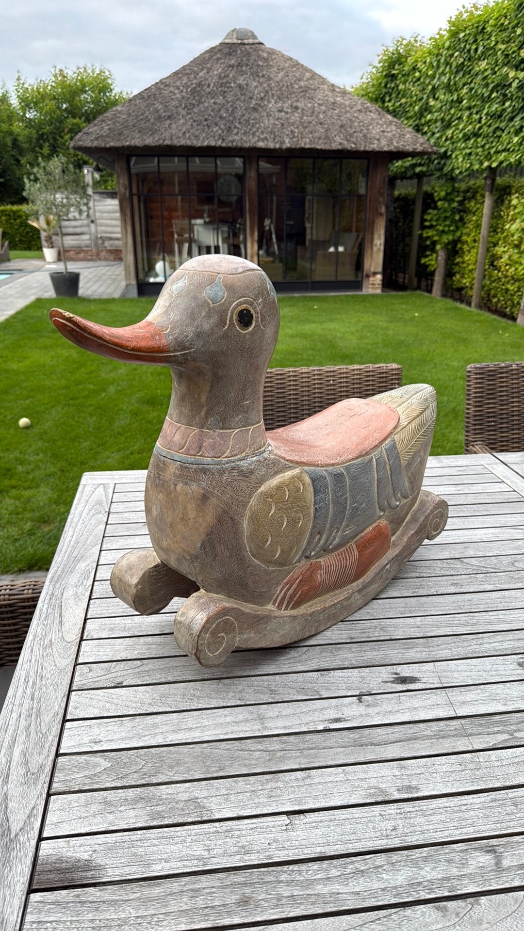 Magnifique canard à bascule en bois., Enlèvement
