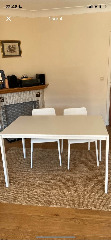 Table à manger + 4 chaises IKEA, Ophalen, Gebruikt, Vier personen