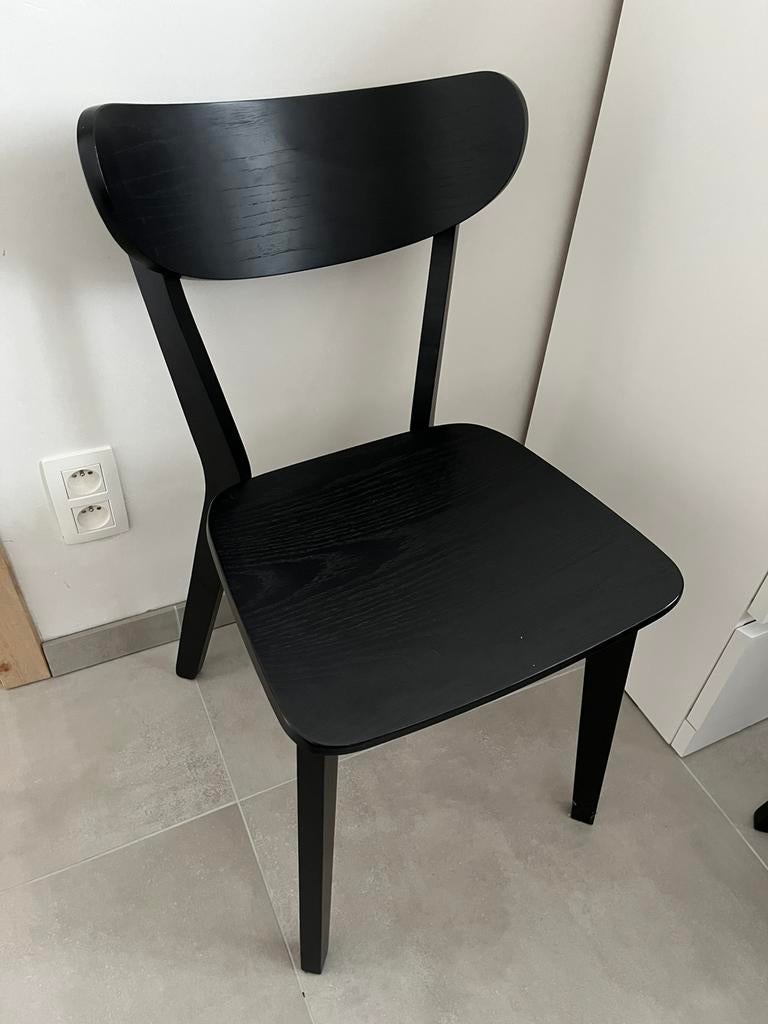 4 chaises noires, Maison & Meubles, Chaises, Enlèvement, Utilisé, Noir, Bois
