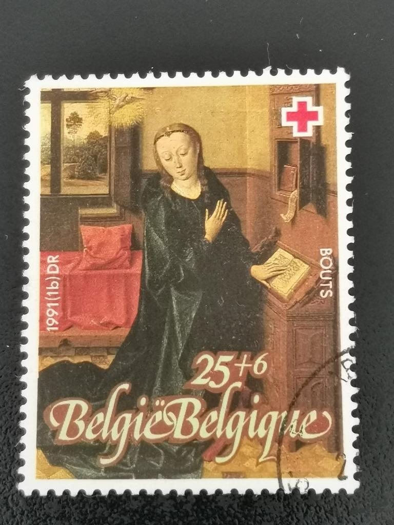 Belgie 1991 - kunst - Dirk Bouts - Rode Kruis - toeslagzegel, Ophalen of Verzenden, Gestempeld, Kunst