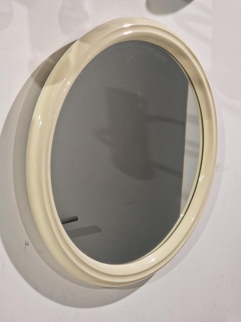 Tiger plastics ronde design spiegel,  made in Holland, Minder dan 50 cm, Gebruikt, Rond, Ophalen of Verzenden